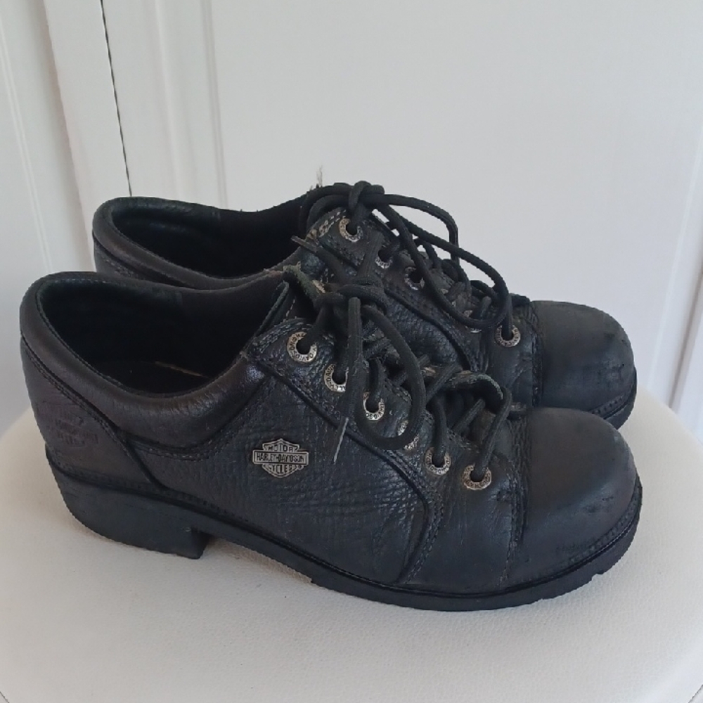 Harley-Davidson Black Leather Oxfords Women's Leather Harley Shoes Size 7